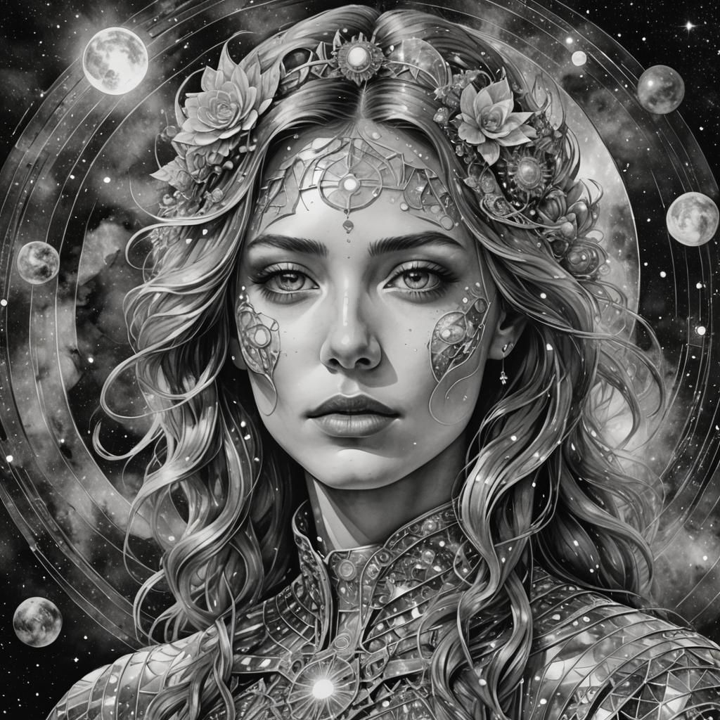 Holographic Cosmic Illustration in Pablo Amaringo Style