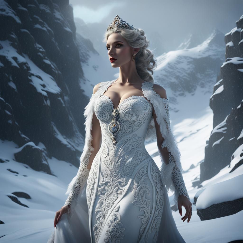 Humanoid Leopard in Snowy Mountains, Dark Fantasy Art