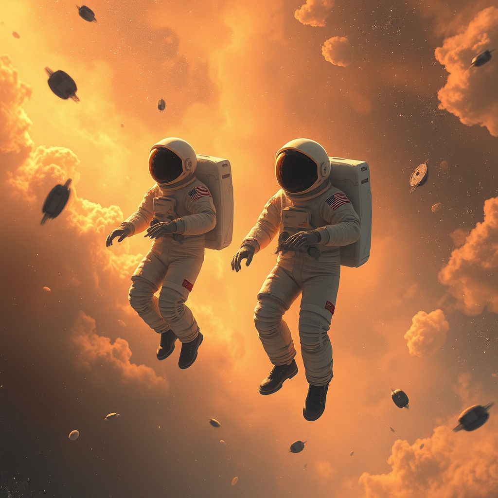 Astronaut Spirits Ascending Through Dreamlike Cosmos