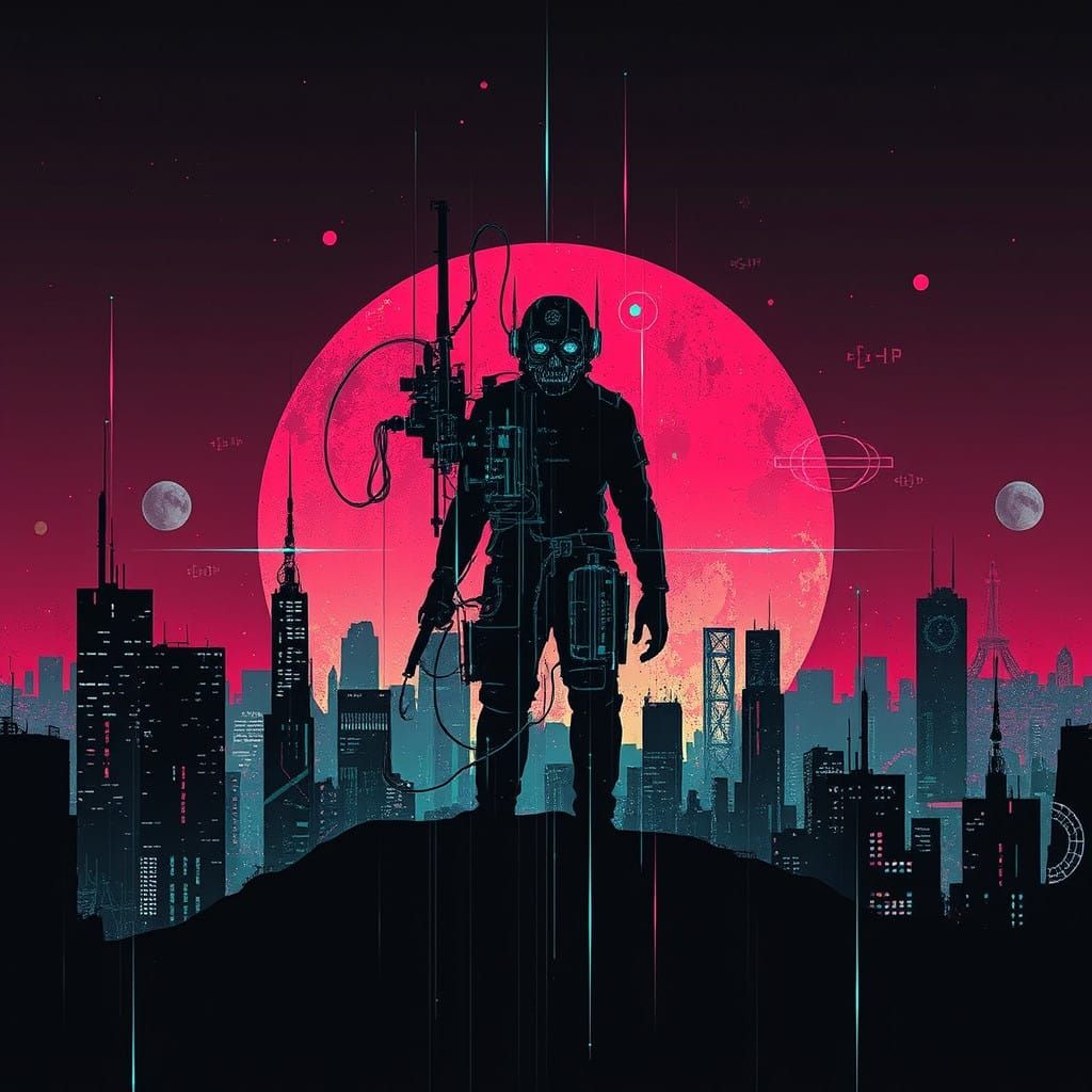 Cyberpunk Biomechanical Silhouette