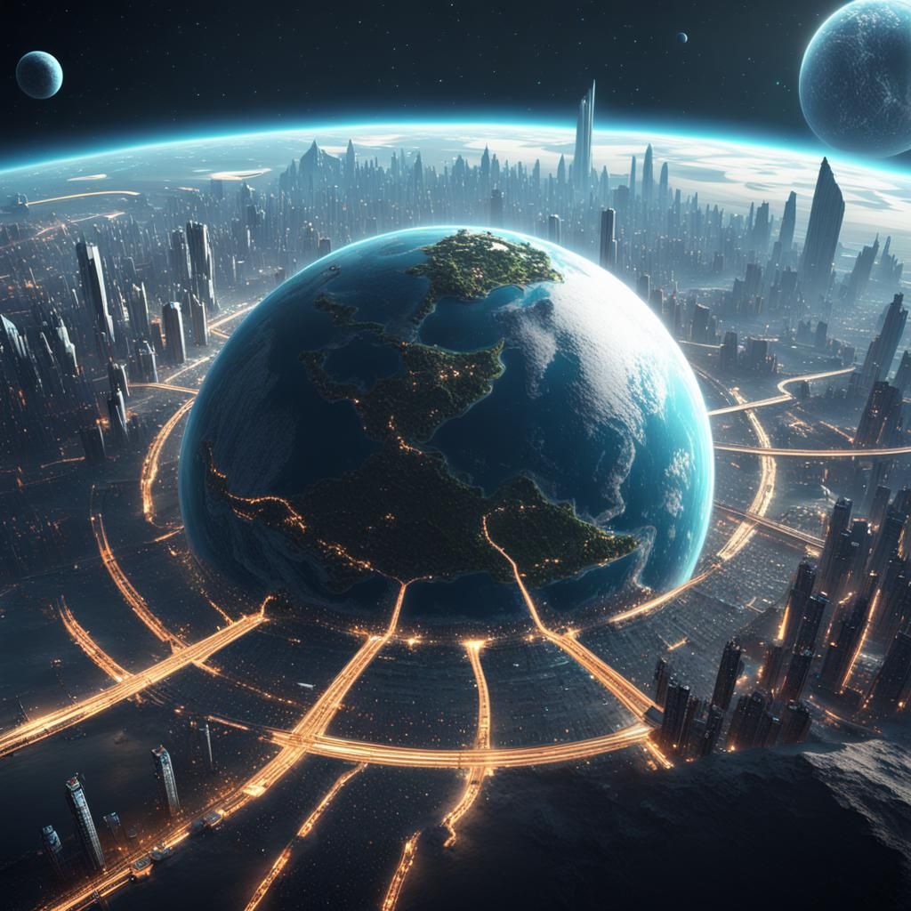 Triangular Planet with Cities: A 3D Game Cinematic View