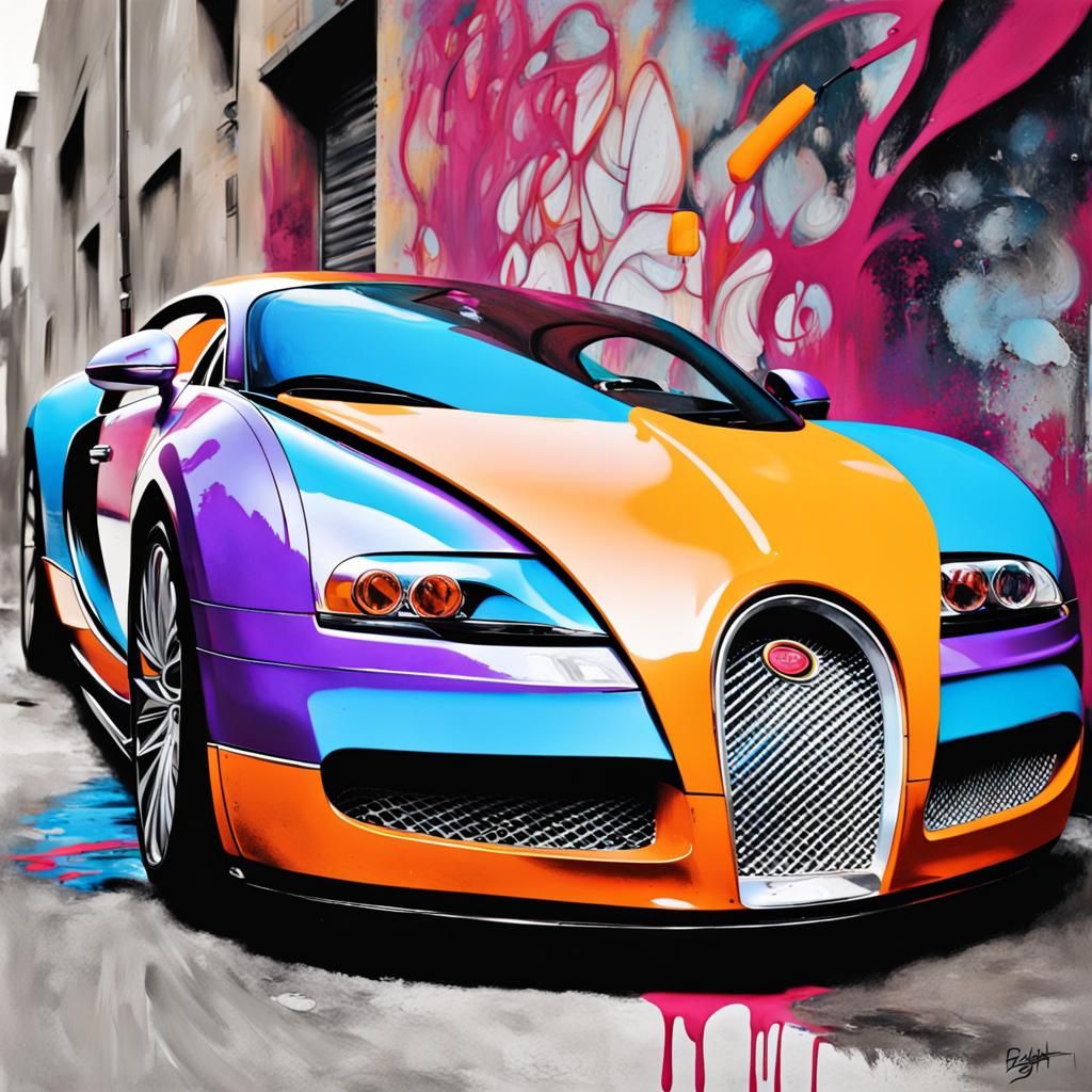 Bugatti in Graffiti Splash Art Style