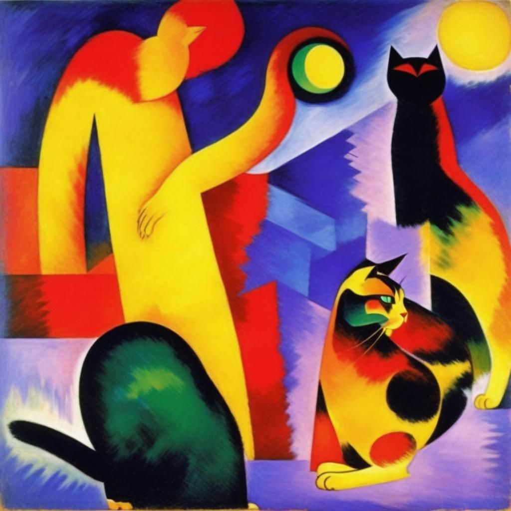 Fluorescent Cat in Expressionist Style