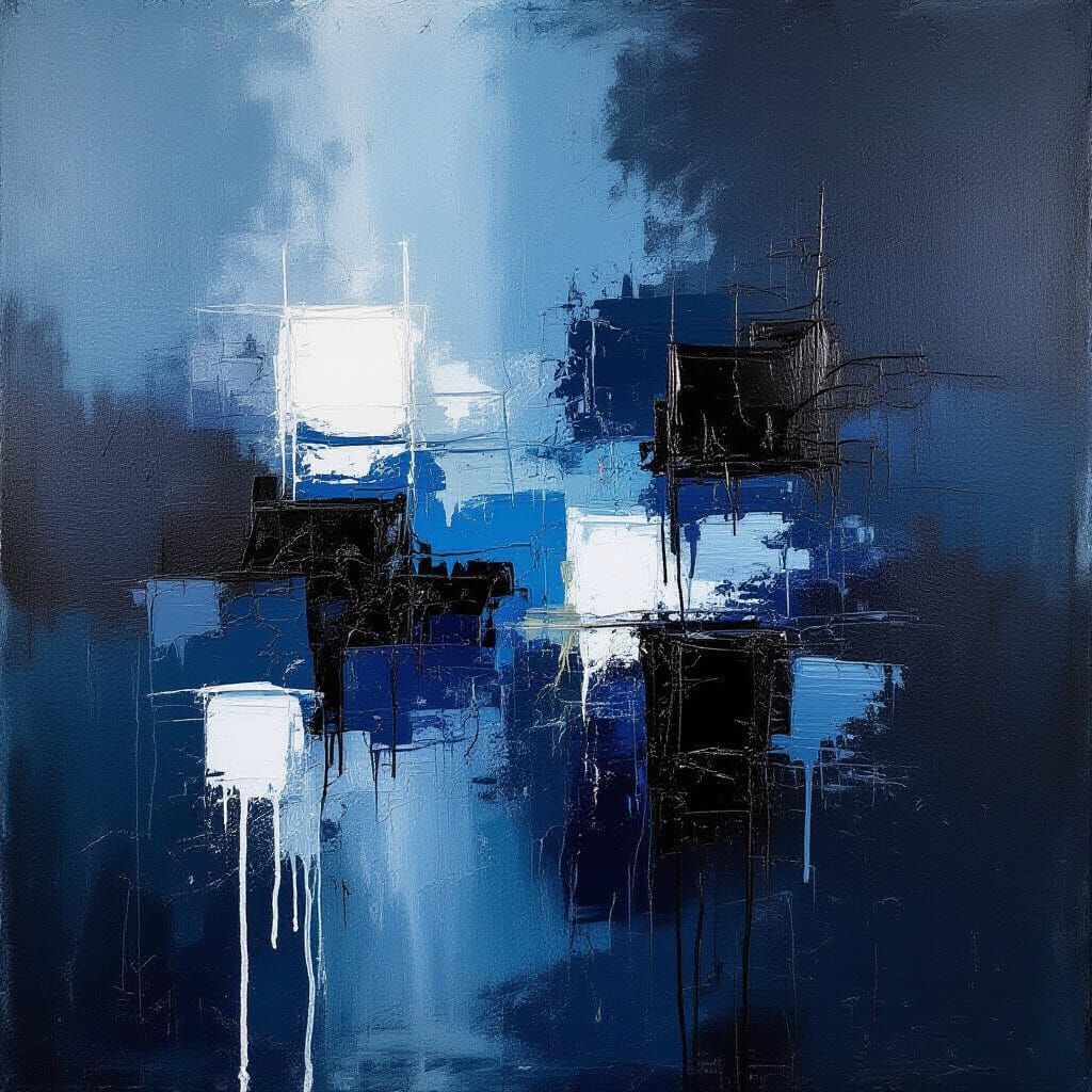 Grungy Abstract Oil Painting With Impasto Textures