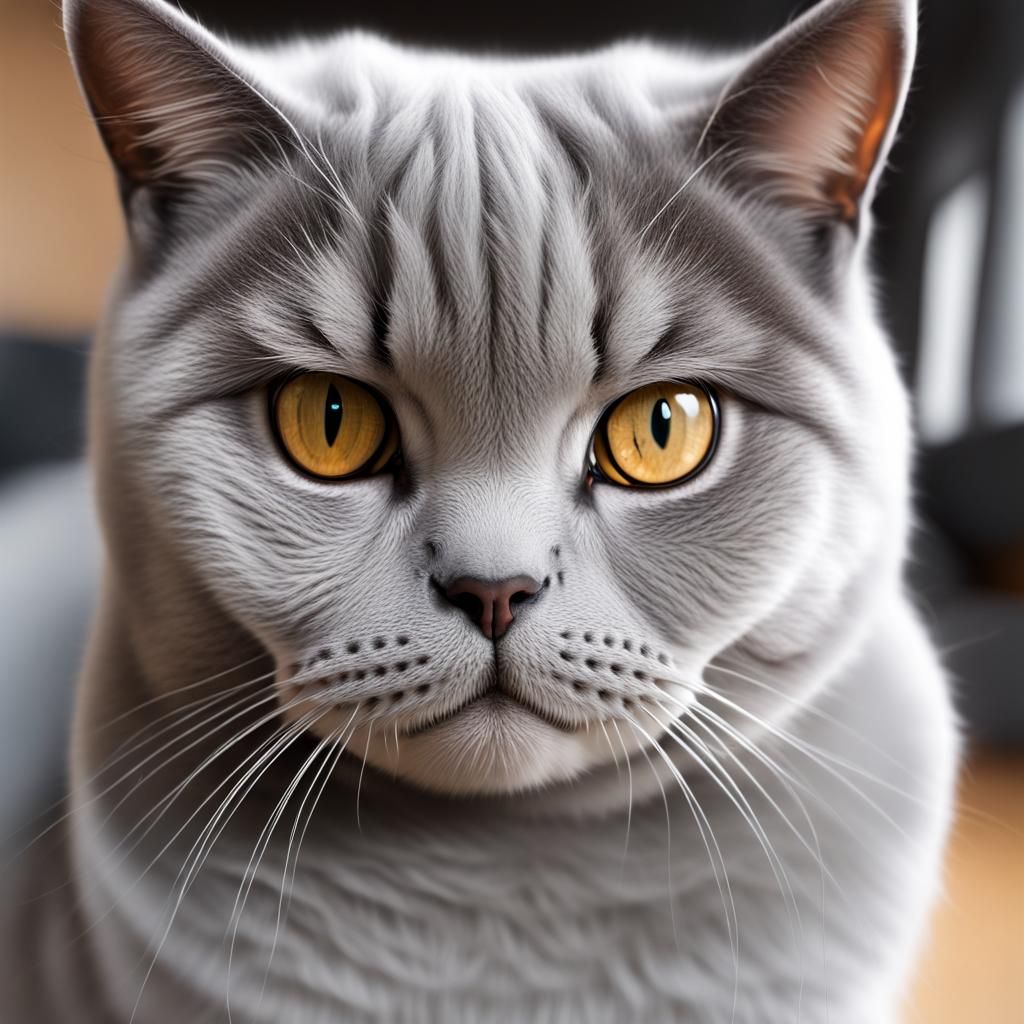 Anime Cat: Cute British Shorthair in Photo-Realistic Style