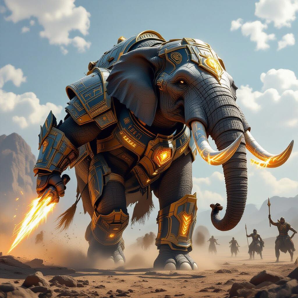 Armored Elephant Warrior with Energy Blades