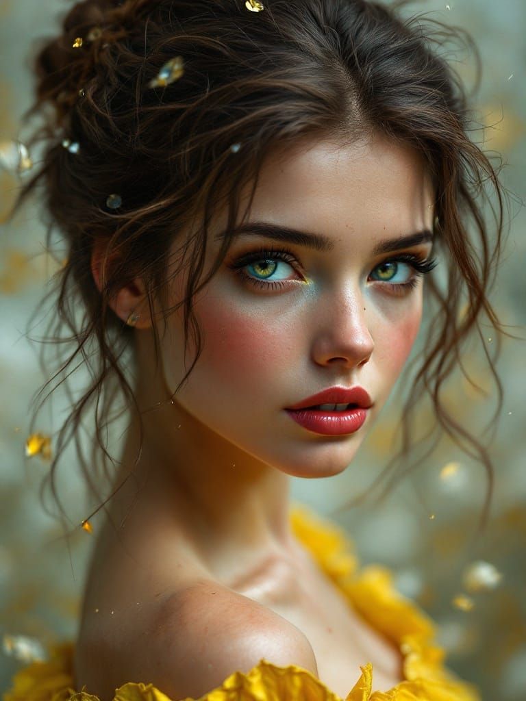 Hyperrealistic Princess Belle Portrait with Dramatic Lightin...