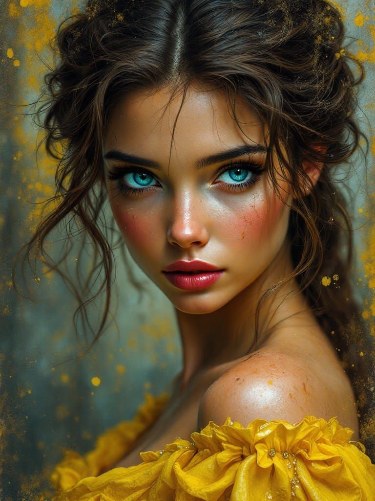 Hyperrealistic Princess Belle Portrait with Dramatic Lightin...