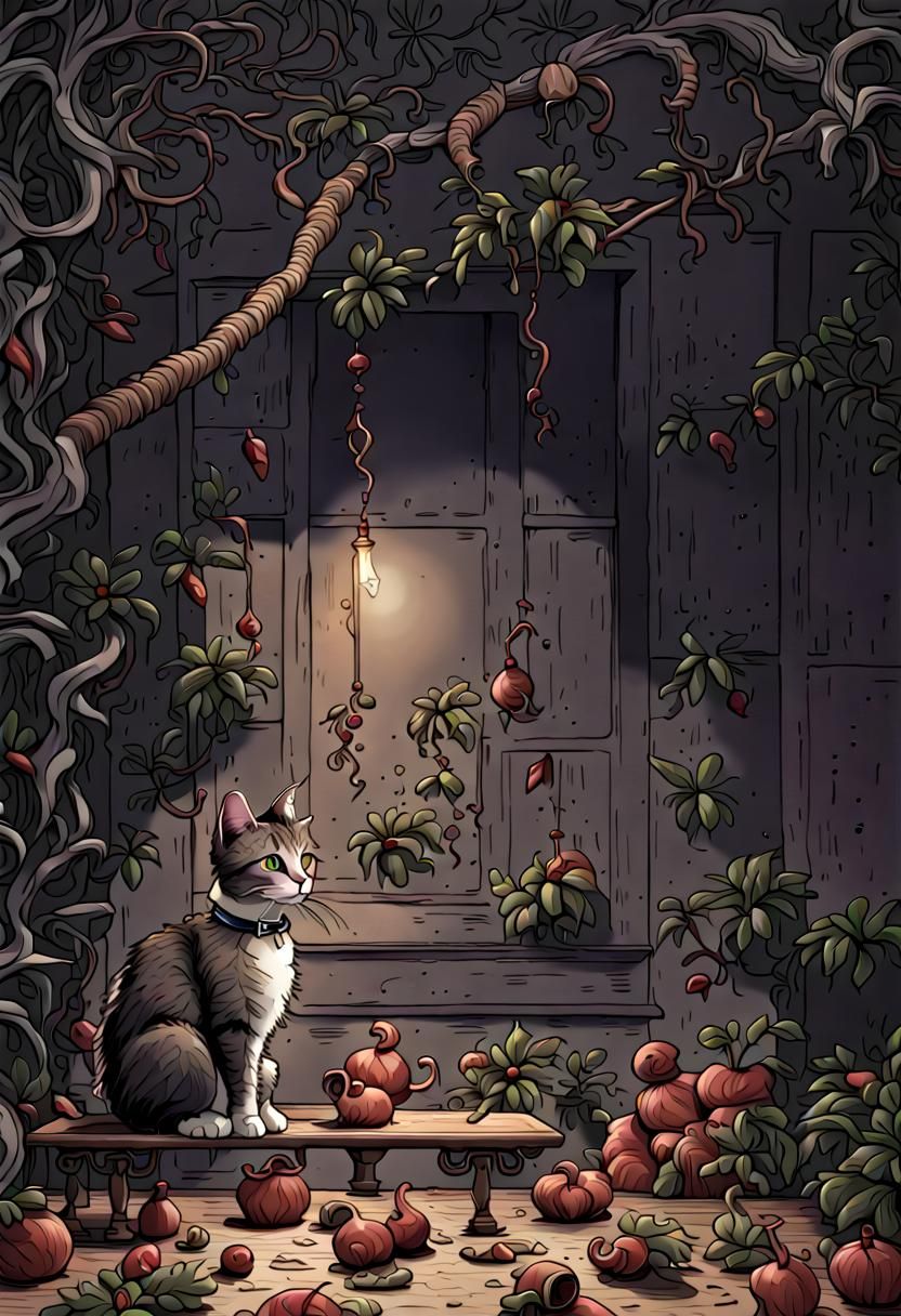 Magical Black Kitten in Dramatic Lighting