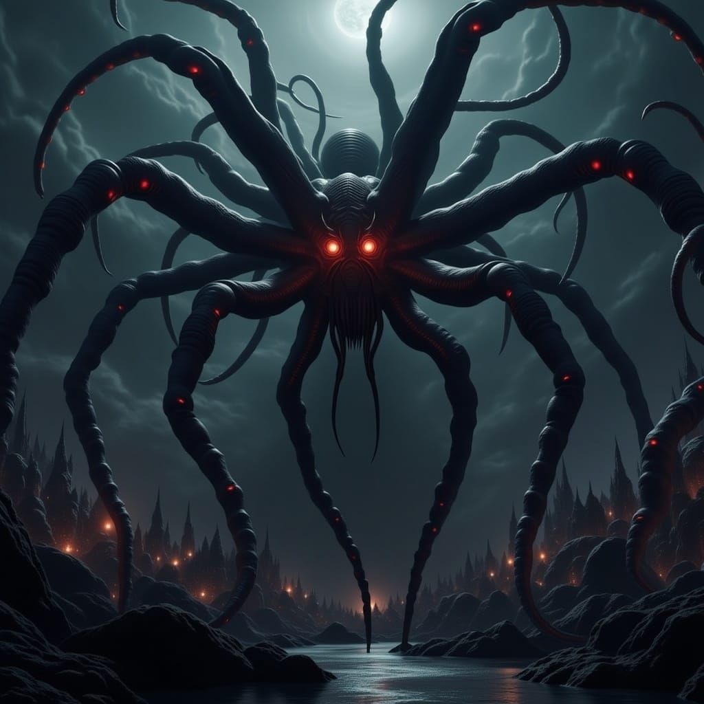 Nightmare Creature Reaching Out in Sci-Fi Style