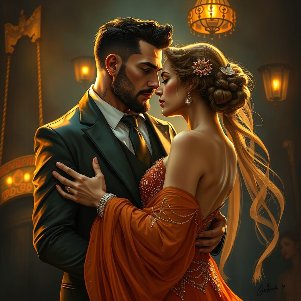 Jazz Club Embrace in Art Nouveau Style