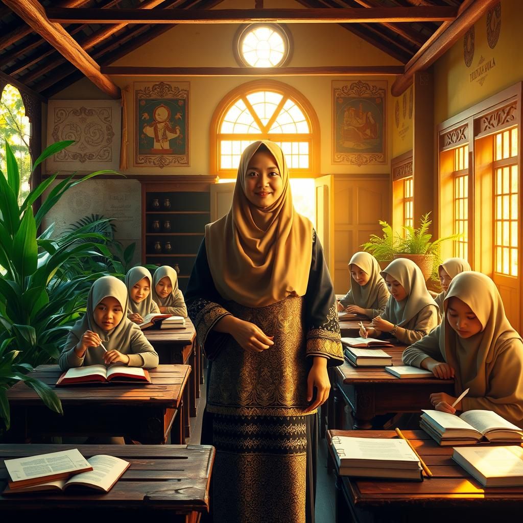 Javanese Muslim Woman Scholar Teaching Students