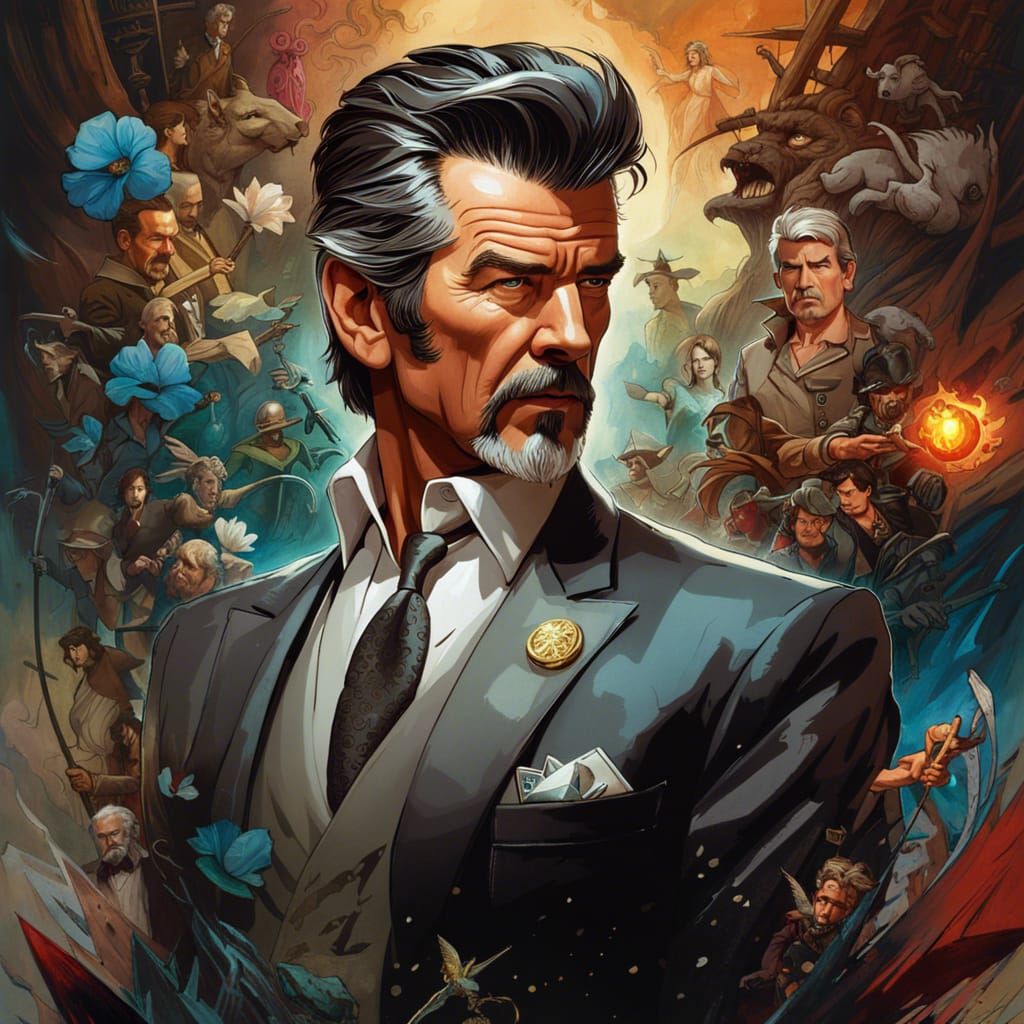 Caricature of Pierce Brosnan