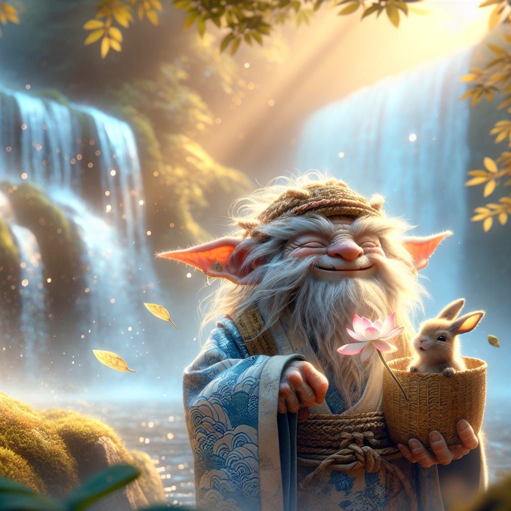 Gremlin and Rabbit in Ukiyo-e Style