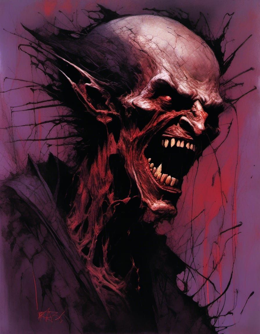 Dramatic Vampire Lord Portrait in Goth Graffiti Art