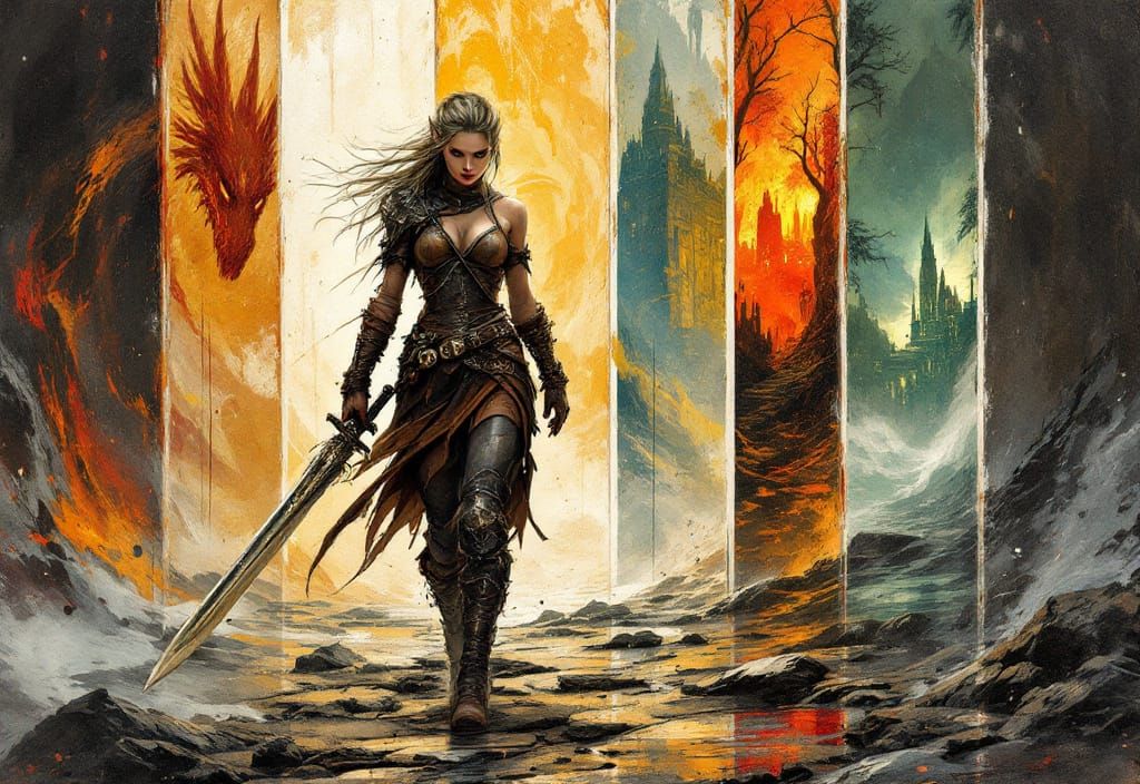 Elven Warrior's Journey Through Fantastical Realms