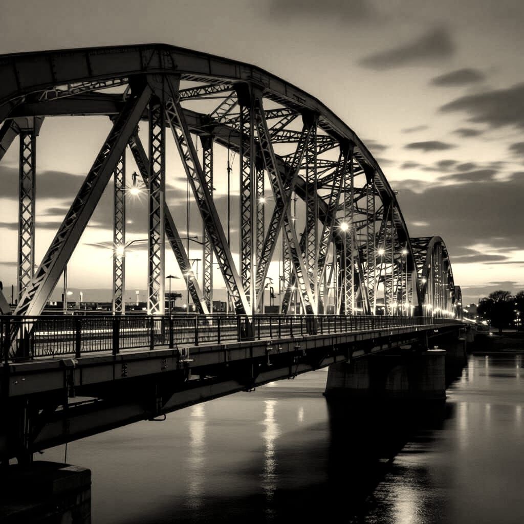 Steel Bridge in Twilight Glow