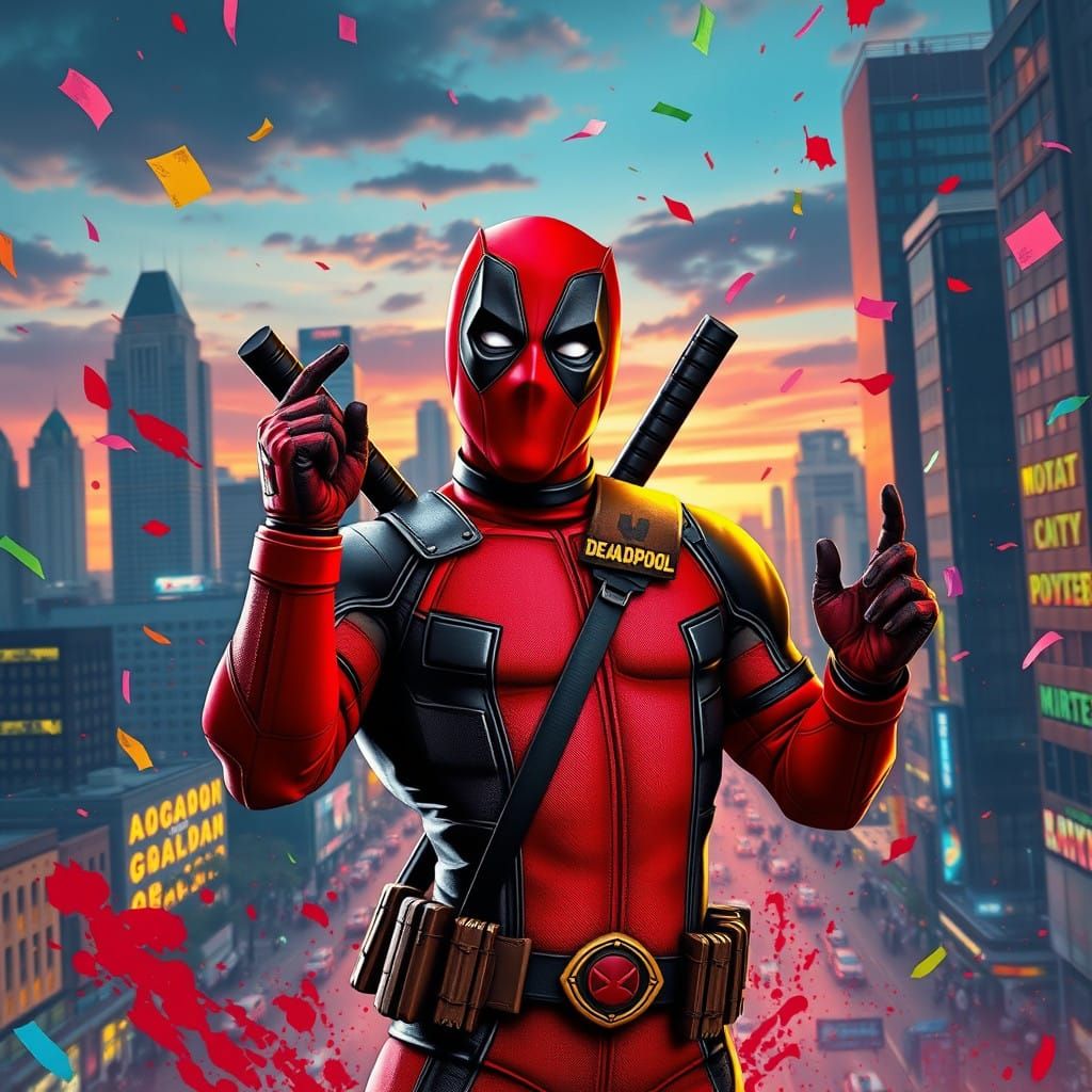 Deadpool in a Riotous Celebration of Donations, in a Cyberpu...