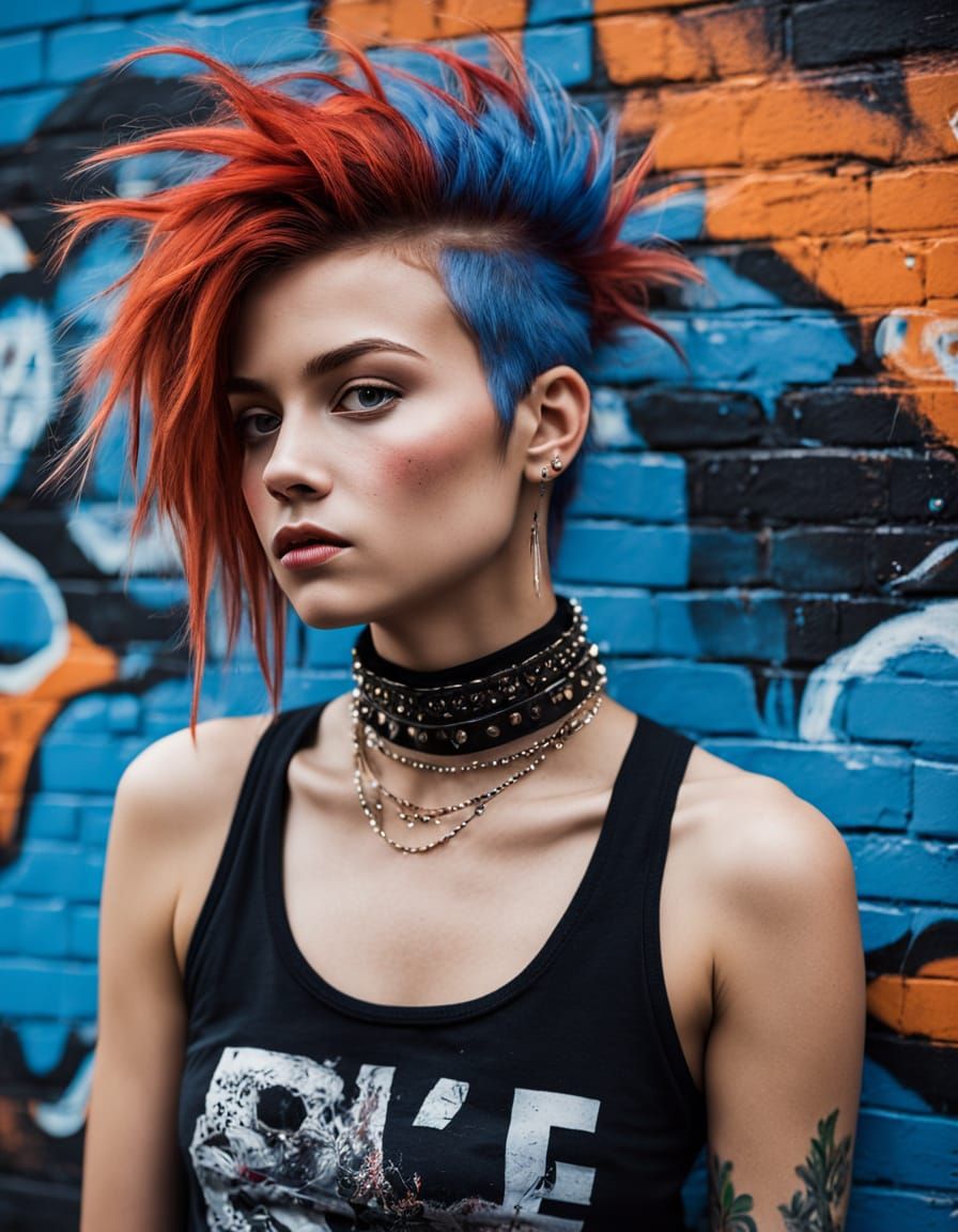 Punk Rebel Painting Mural in Graffiti Art Style