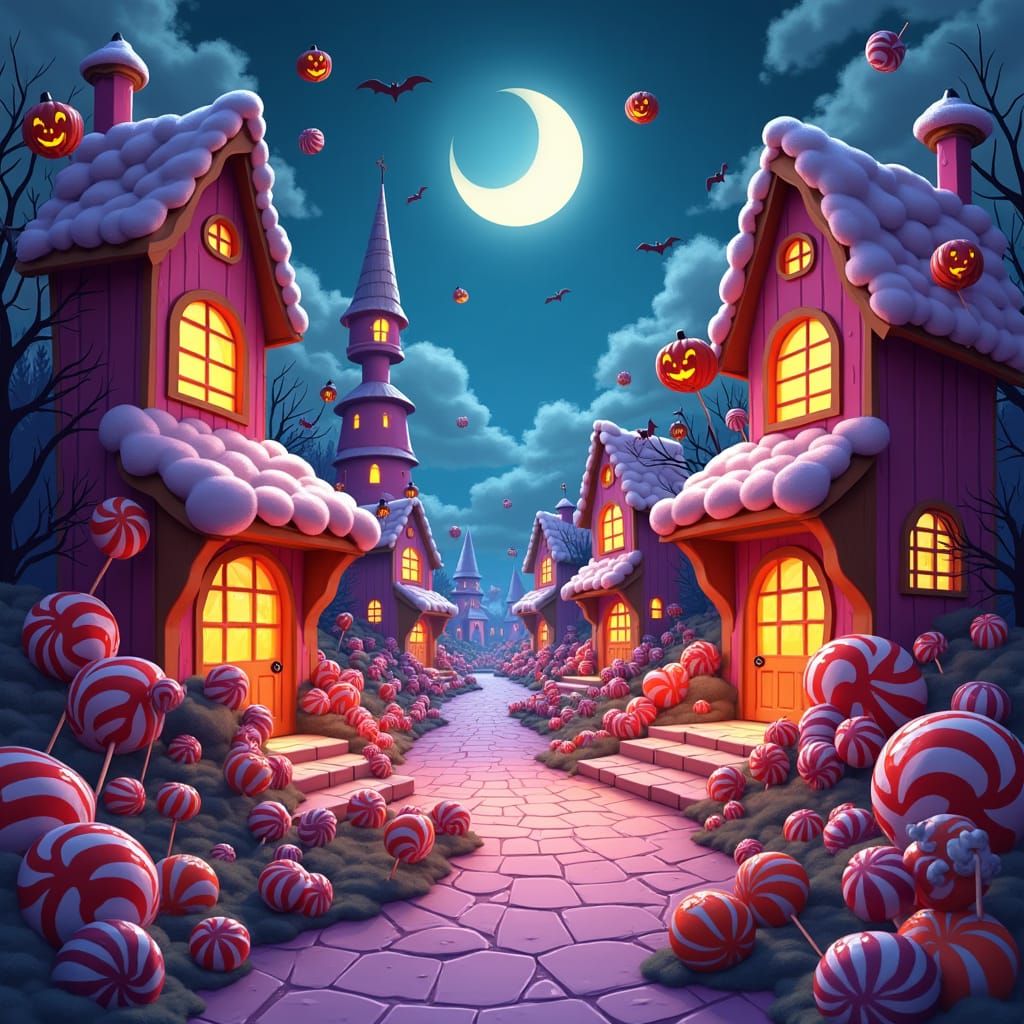 Whimsical Halloween in a Colorful Candyland
