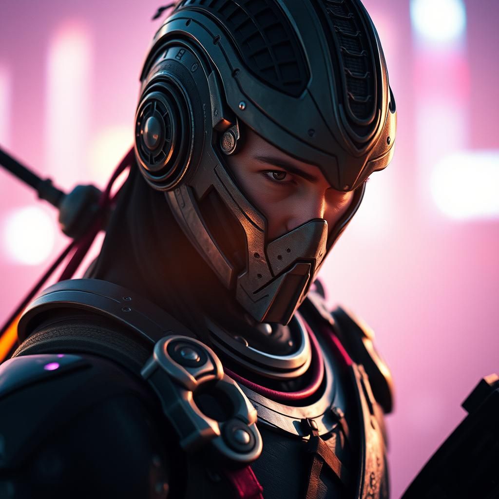 Futuristic Gladiator in Ultra-Modern Armor: Hyperrealistic S...