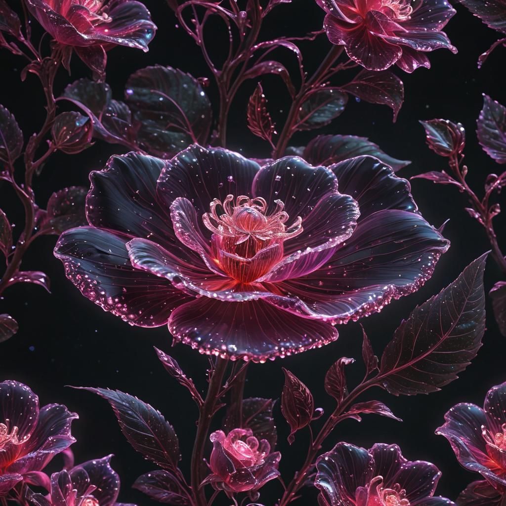 Bioluminescent Gumamela in 3D Render