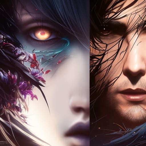 Fantasy Portrait with Realistic Eyes as Matte Painting