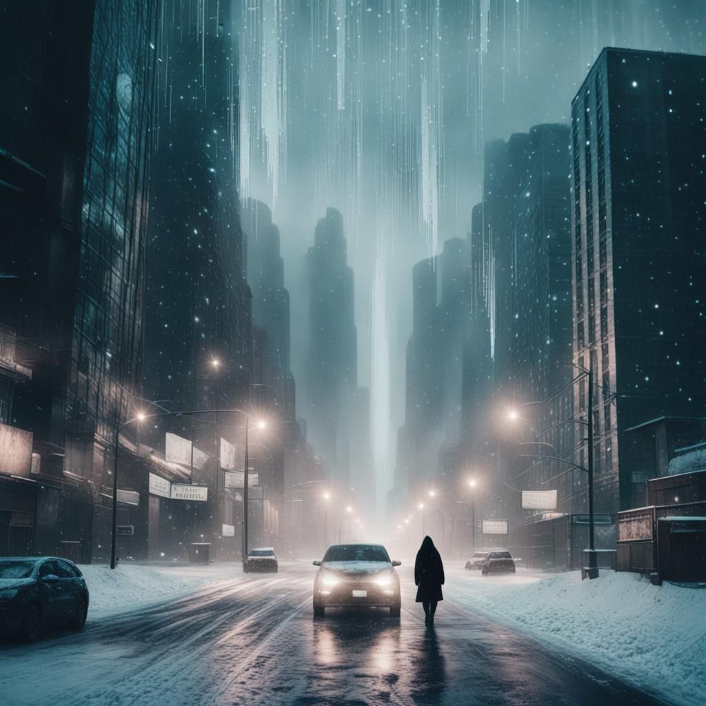 Radiant Being in Cyberpunk Blizzard: Silver Nitrate Photogra...