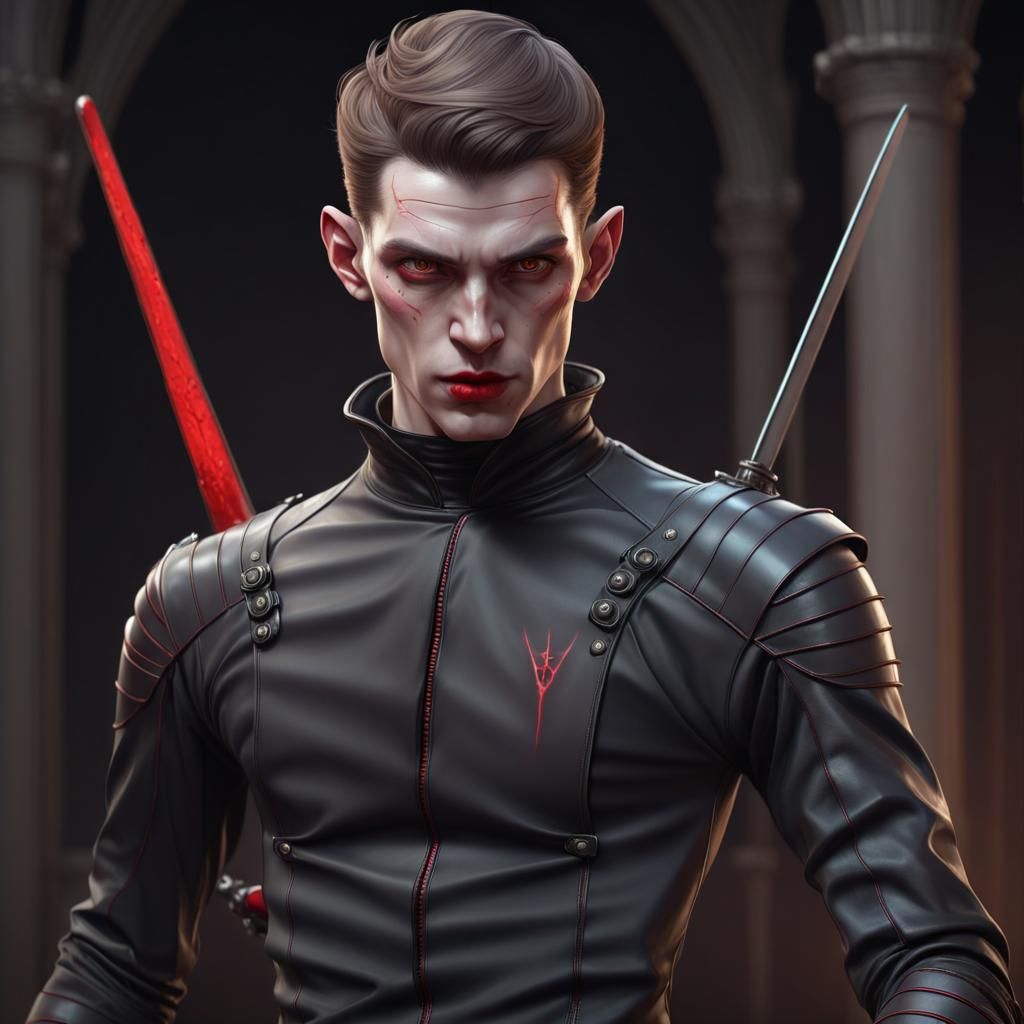 Sinister Vampire Fencer Concept Art Portrait