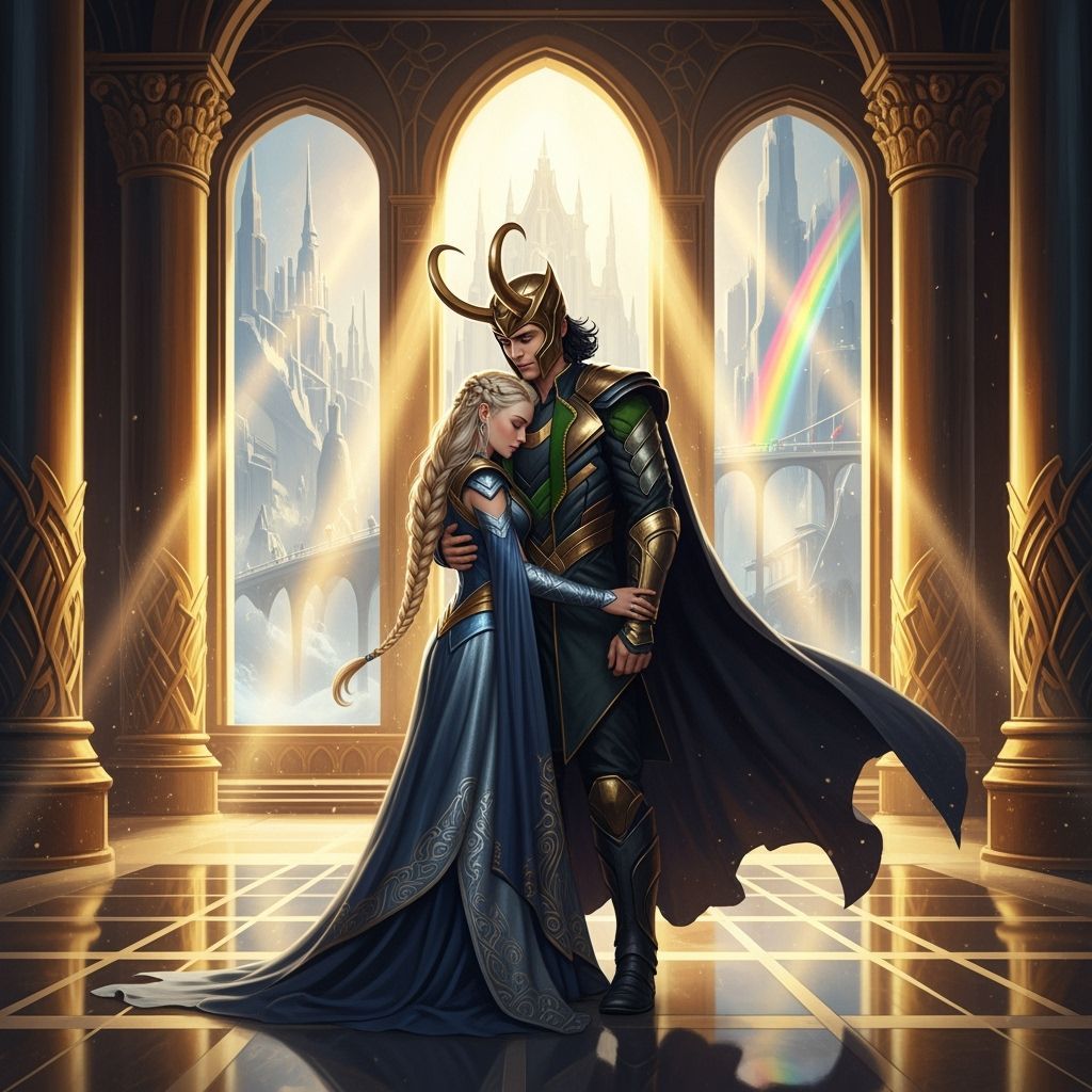 Romantic Concept Art of Loki and Sigyn in Asgard