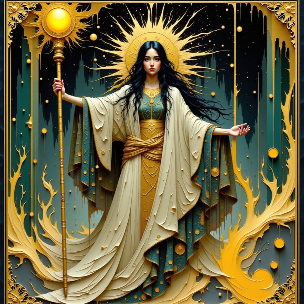 Mystical High Priestess in Art Nouveau Style