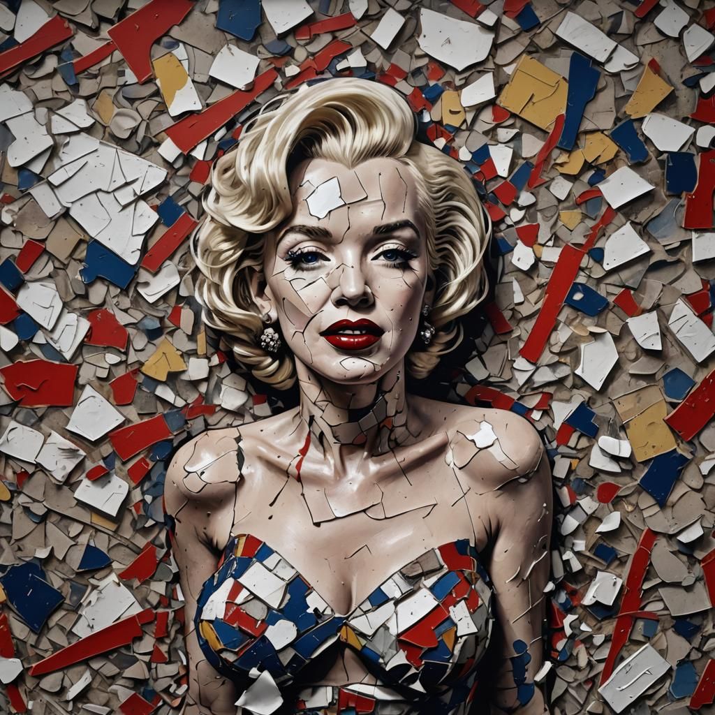 Marilyn Monroe Portrait in Art Brut Style