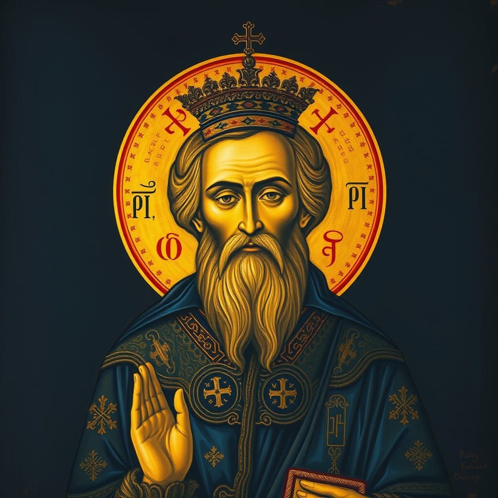 Solemn Byzantine Icon of a Majestic Saint