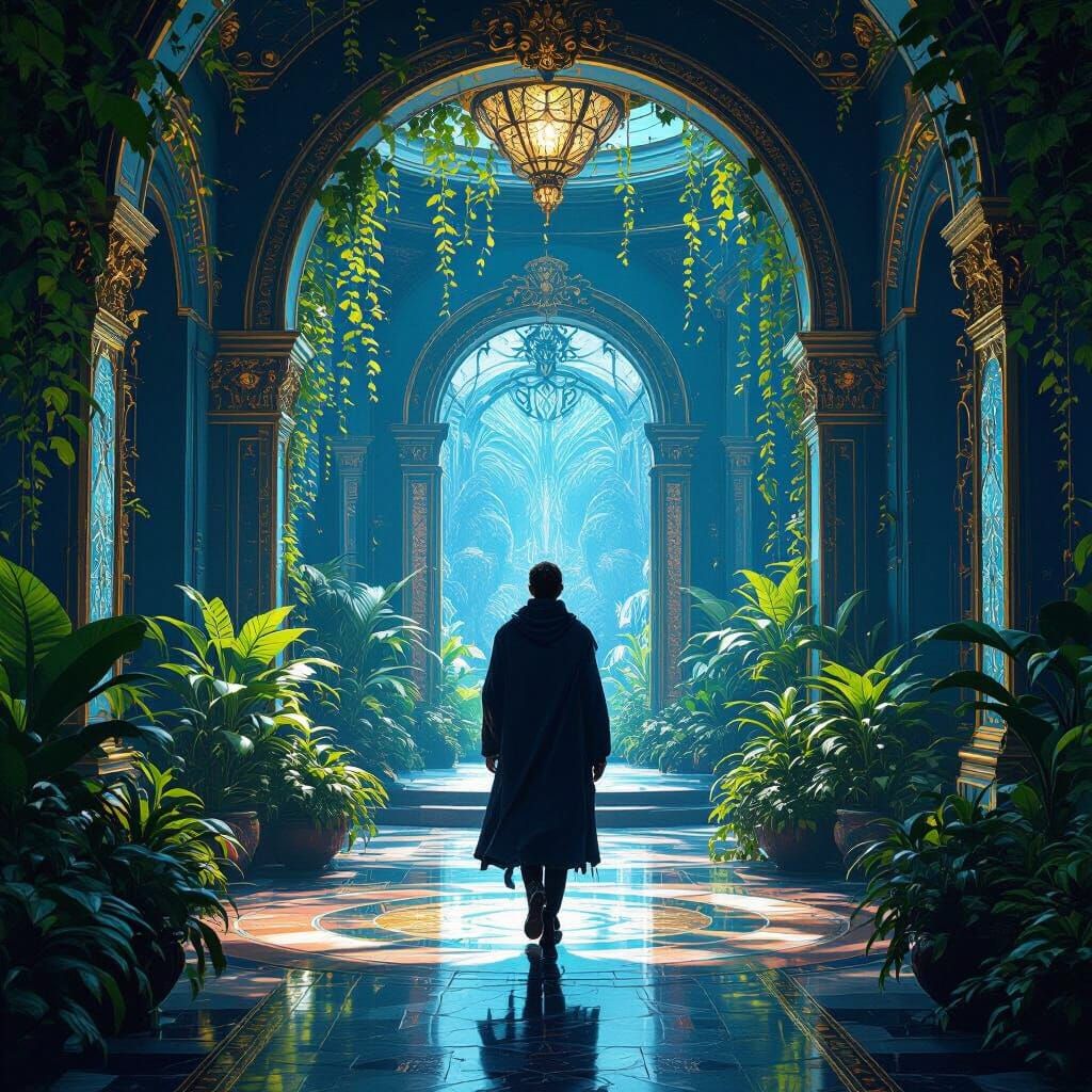 Mystical Room with Lush Greenery & Golden Details