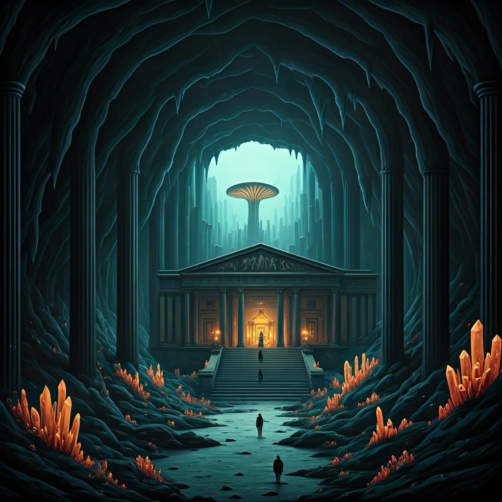 Underground Palladian City Lit by Crystals