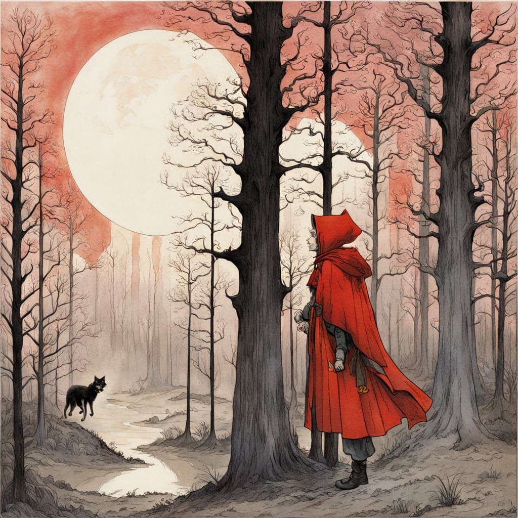 Little Red Riding Hood and the Wolf, Abstract Art