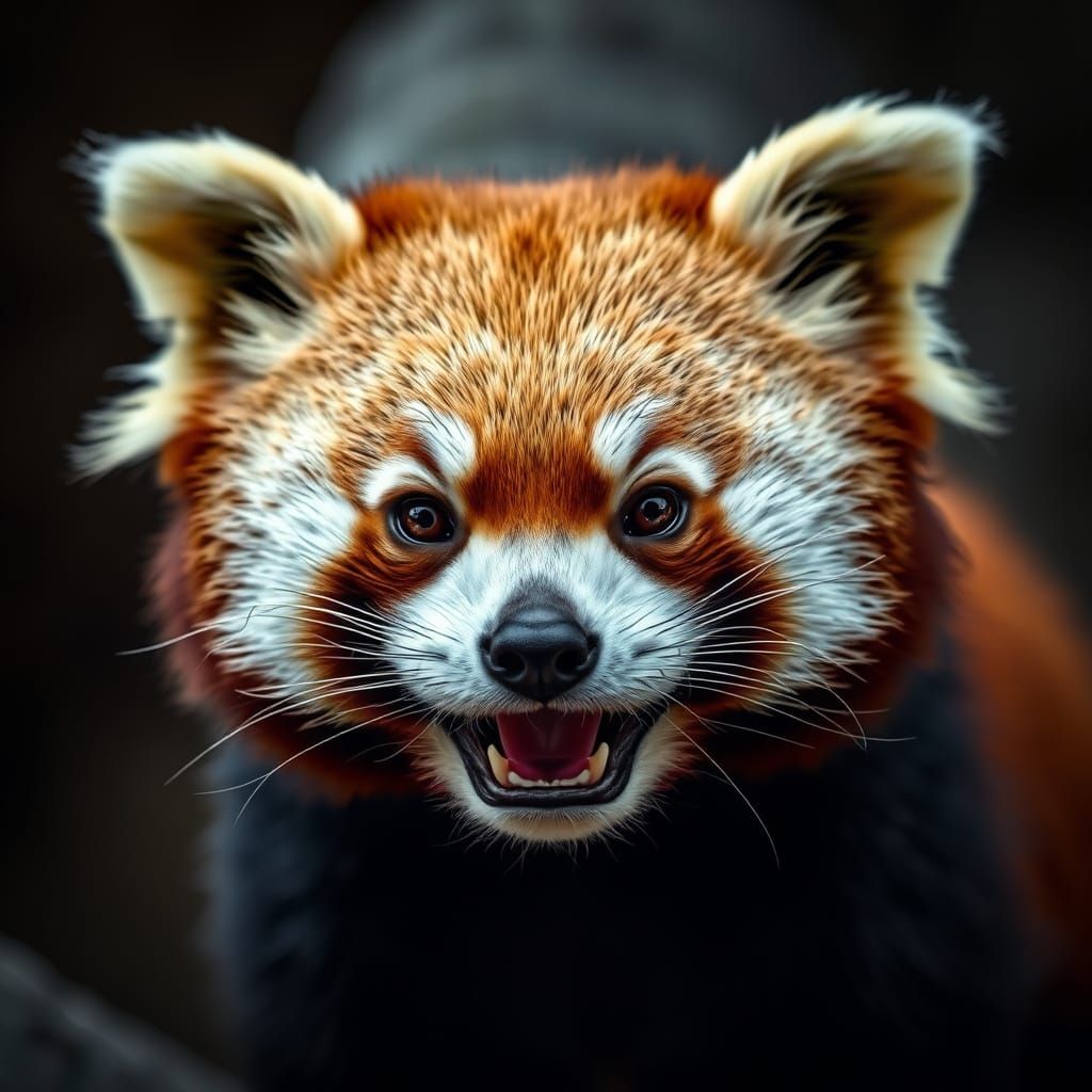 Smiling Red Panda: Hyperrealistic HDR Photo