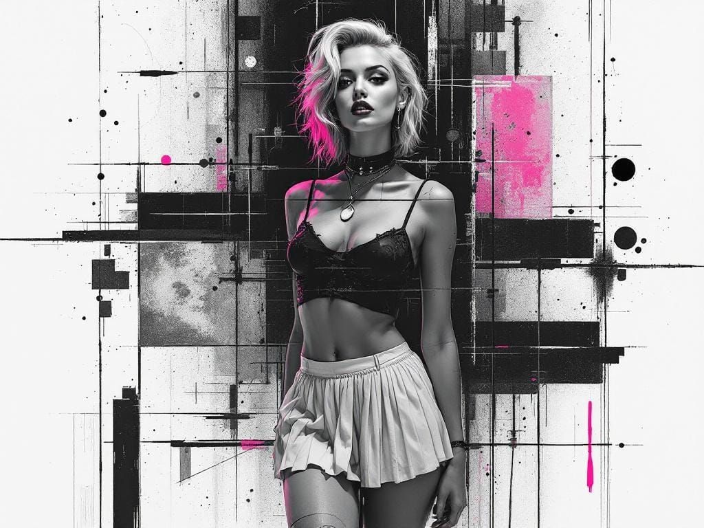 Stylized Woman Portrait in Abstract Expressionist Style