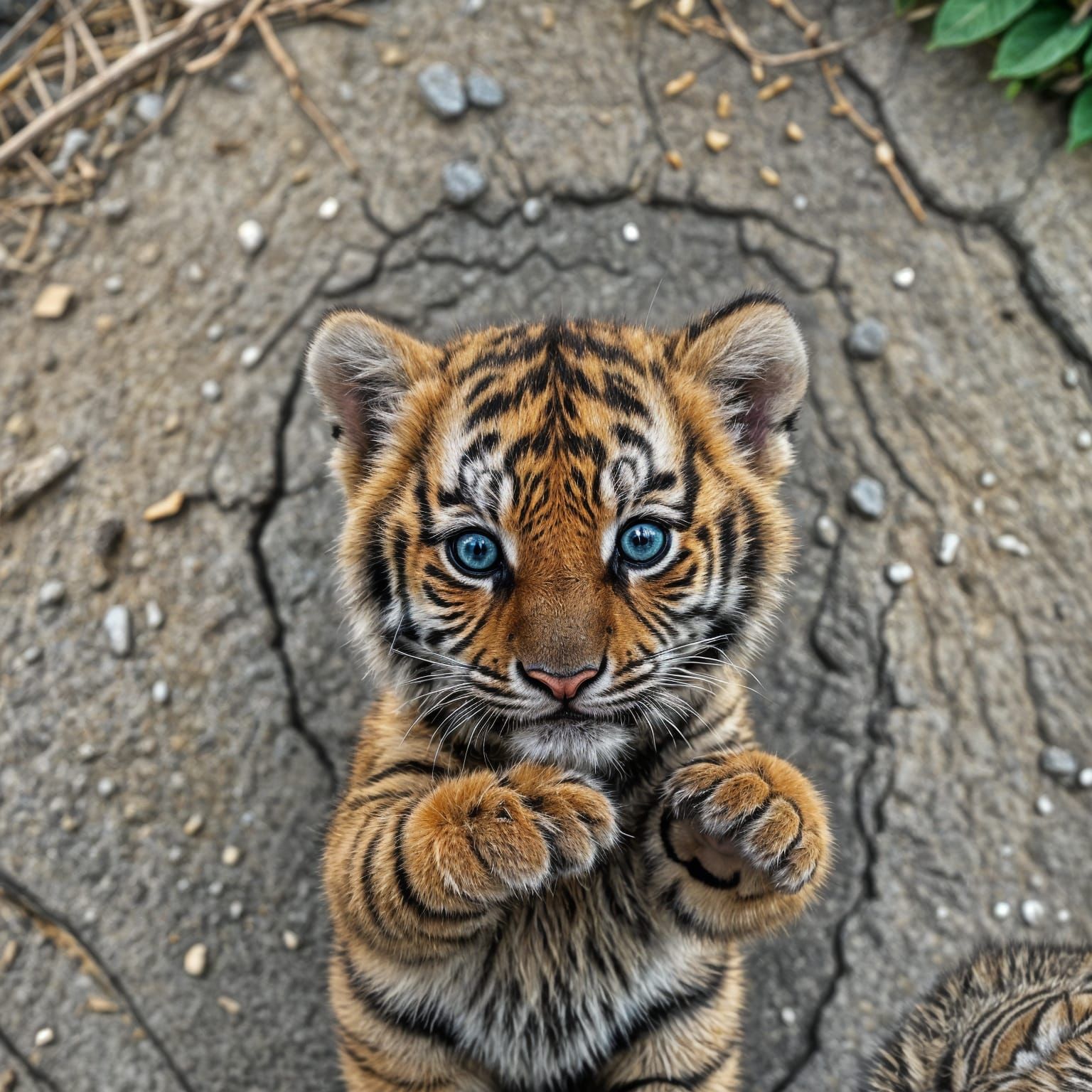 Tiny Tiger Cub on a Finger