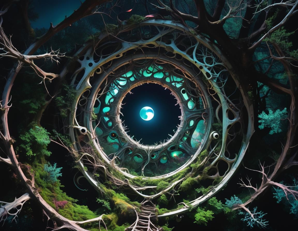 Creepy Weirdcore Arcology Portal in Prismatic Colors