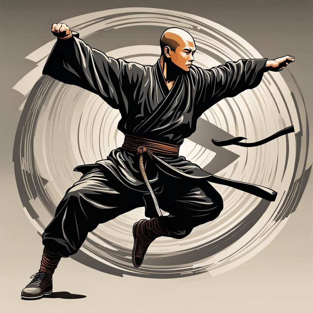 Shaolin Monk Kung Fu HDR Vector Illustration