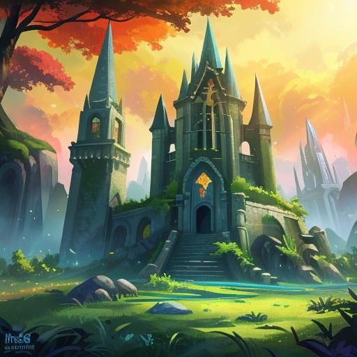 Dragon on Mountain in Fantasy Landscape