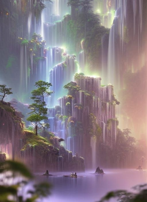 Mystical Forest Cave Entrance in Matte Painting Style