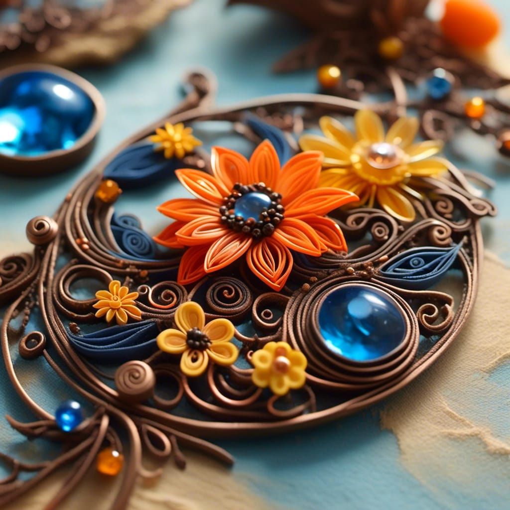 Celestial Floral Pin Fantasy Art in 3D Rendered Style