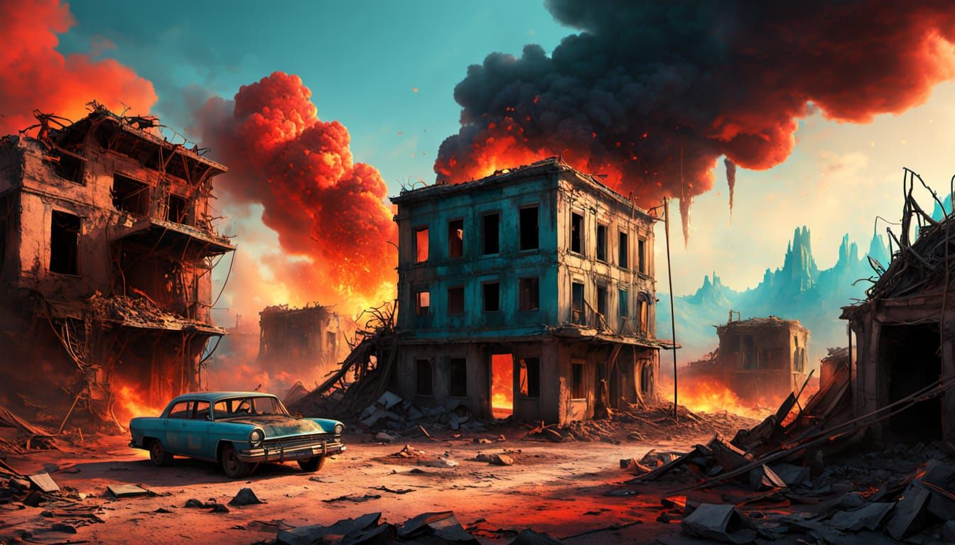 Post-Apocalyptic Landscape Art in Vibrant Colors