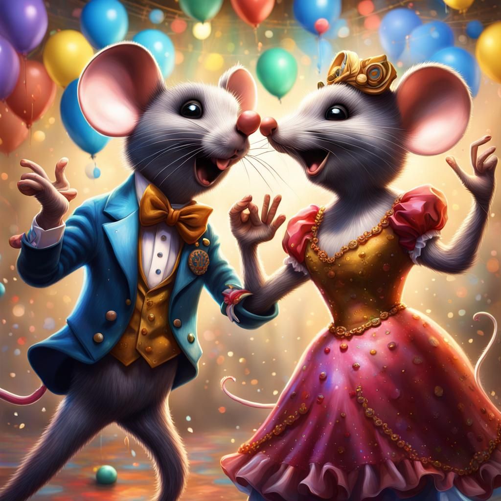 Mickey and Minnie Mouse Dancing at Party