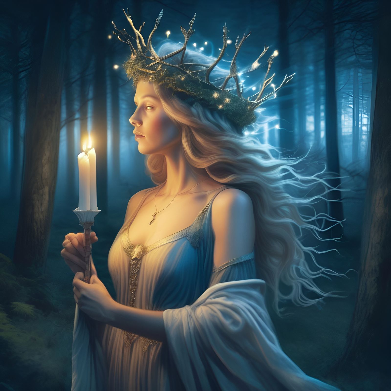 Ethereal Goddess in Forest, Raphael Style