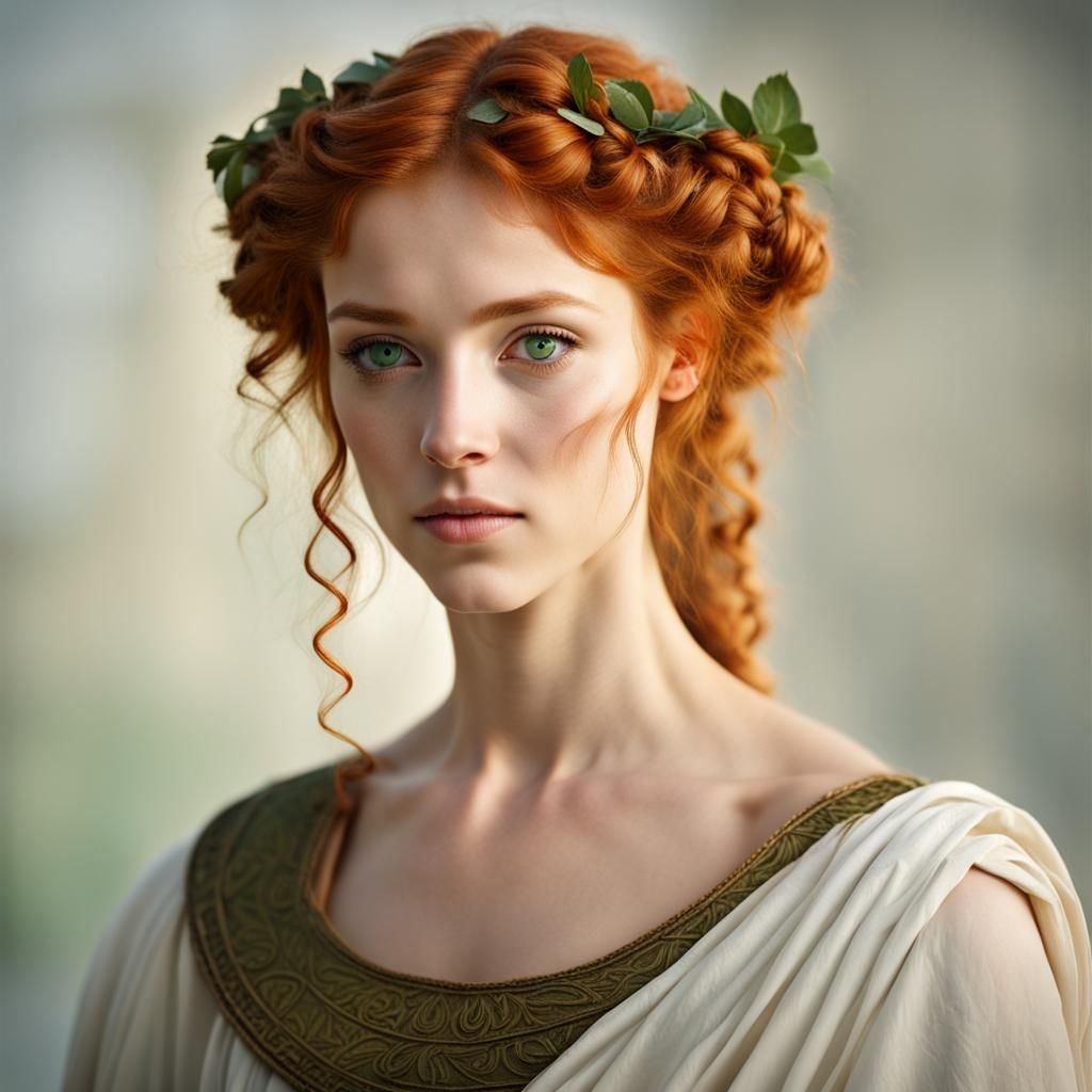 Ancient Greek Beauty with Ginger Hair Portrait