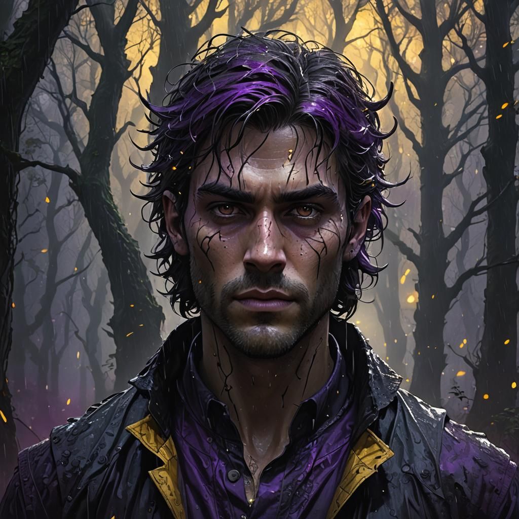 Eerie Forest Portrait in Art Nouveau Style