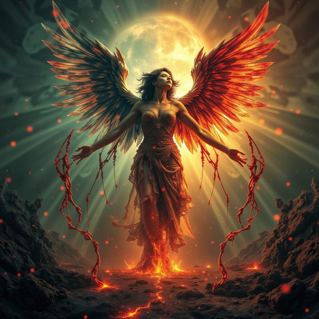 Demonic Angel in Dual Landscape